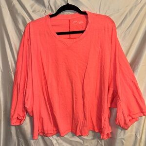 aerie Coral Pink Relaxed 3/4-Sleeve Tunic